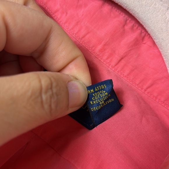 Ralph Lauren Button Down Shirt Coral Pink Sky Blue Pony Long Sleeve size XL - Picture 5 of 9